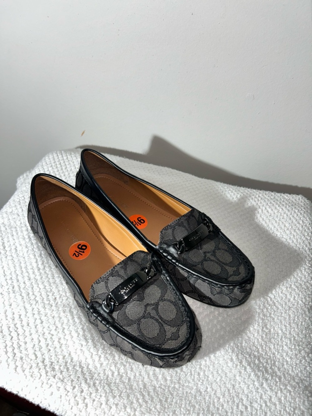 Coach  Black Signature Logo Slip-On Loafers Sz 9.5